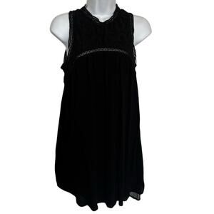 Volcom Women's Sunset Path Mini Dress Black Size Small Boho Crotchet Festival